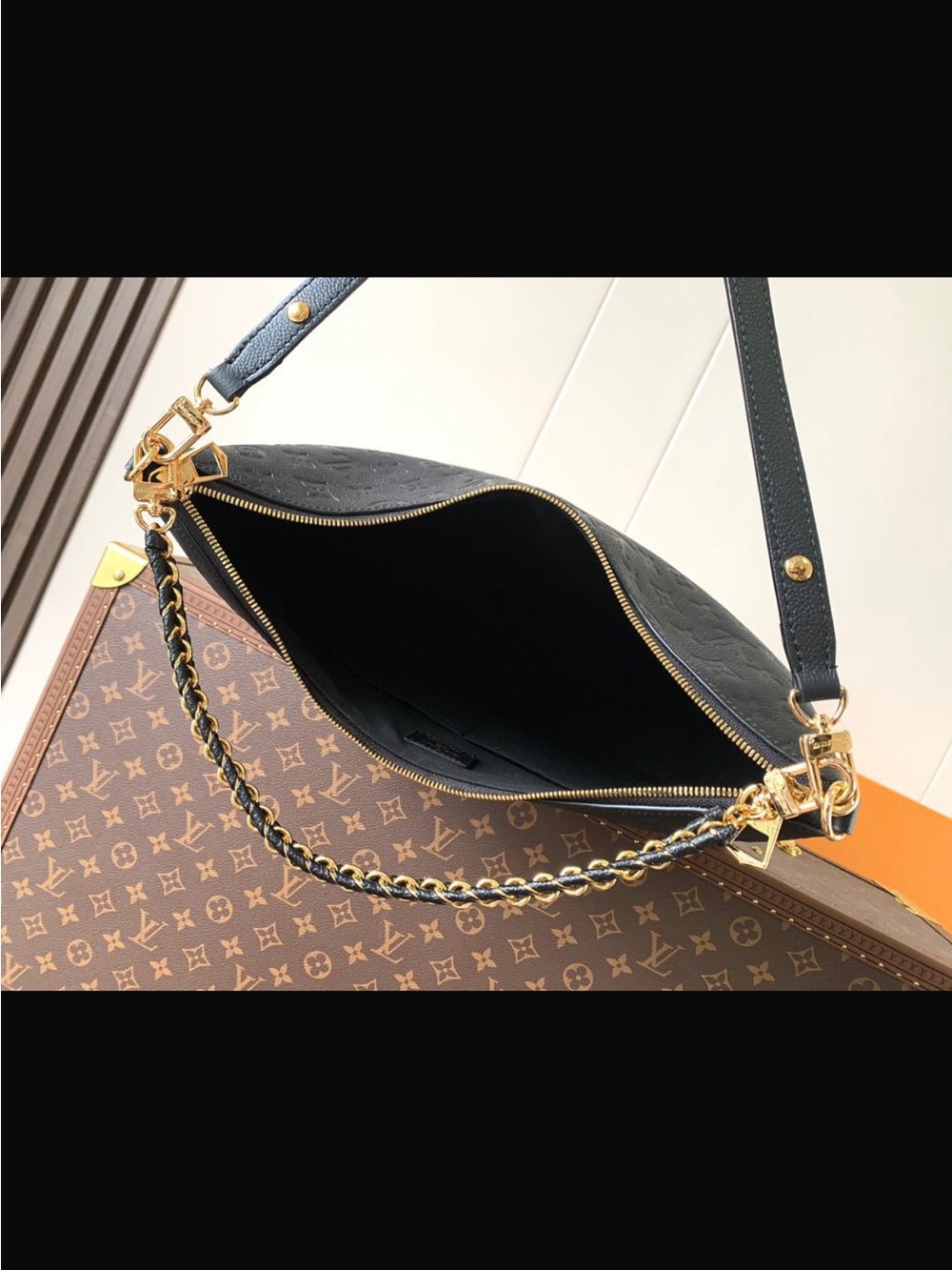 Louis Vuitton Black Monogram Embossed Chain Shoulder Bag - Picture 5 of 7